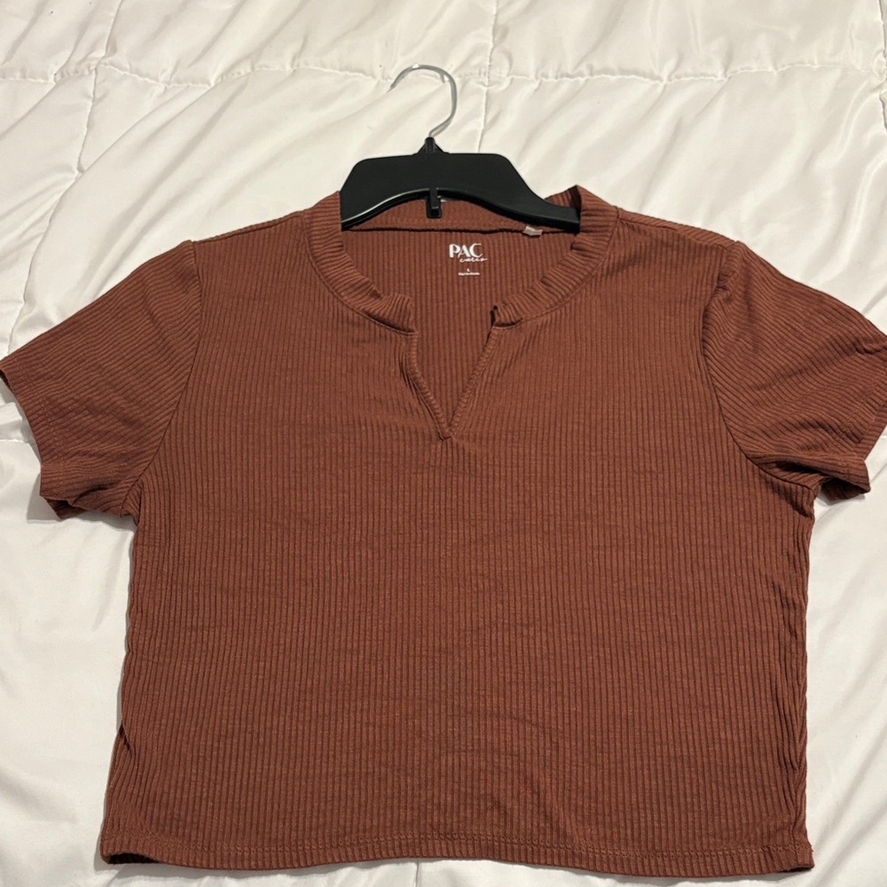 PacSun Rust Ribbed Crop Top